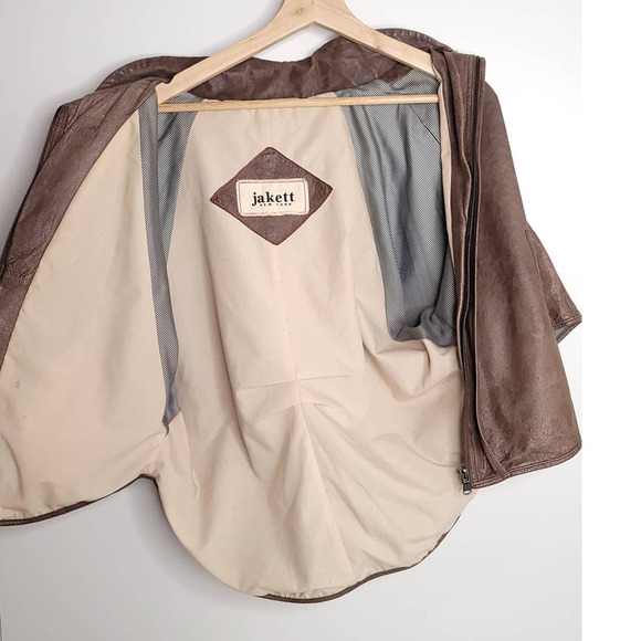 Women's Brown Leather Cape Blazer - Picture 7 of 9